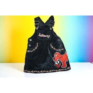 Rare Vintage Clifford the Big Red Dog Baby Dress 12M – Black Velvet Embroidered